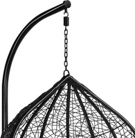 Fauteuil suspendu en rotin pour jardin et terrasse, chaise suspendue en osier, hamac avec coussin pour intérieur ou extérieur, max. 150 kg, noir