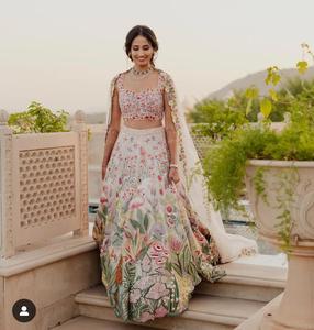 Tela de encaje de Georgette de viscosa pura de alta calidad, trabajo de hilo de nueve agujas importado para bodas, artículos disponibles en stock - Product Image 2