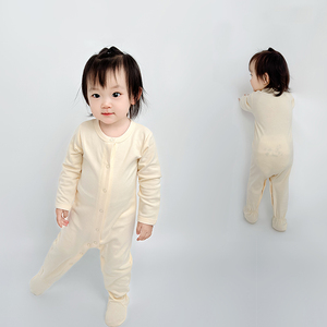 新生児用長袖ロンパース オーガニックコットン インターロック ベビー服 ベビーロンパース (卸売) - Product Image 2