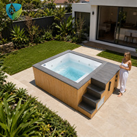 Piscine à débordement chauffée extérieure en fibre de verre, spa hors sol pour jardin, patio, hôtel, villa, projet de bien-être