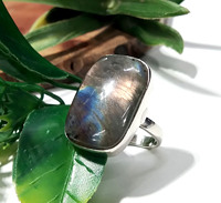 Anillo de piedras preciosas de labradorita de fuego múltiple natural Anillo de labradorita de Plata de Ley 925 Anillo de plata cabujón con cojín
