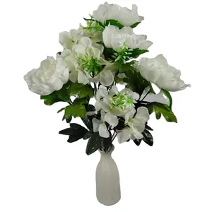 Buquê de combinação de flores de bola bordada de peônia, cenário de casamento, flores de guiador, peça central de mesa de jantar para fotografia caseira