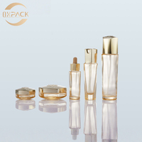 Flacons de soin en verre doré champagne facetté de 30 ml, 50 ml, 100 ml, 120 ml, flacons cosmétiques rechargeables pour sérum, tonique, pompe et compte-gouttes