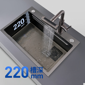 อ่างล้างจานสเตนเลสสตีล 304 ยี่ห้อ Unihopper แบบอ่างเดี่ยว ติดตั้งใต้เคาน์เตอร์ สีดำขัดเงา รุ่น King Kong ทำความสะอาดง่าย - Product Image 2