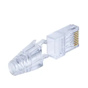 Cat6 Cat5 Rj45 מודולרי plug 8p8c Ethernet Rj45 מחבר עם שקוף הקלה מתח אתחול