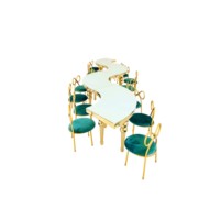 Ensemble de salle à manger extérieur moderne de luxe pour enfants, table ronde en résine dorée avec chaises papillon pour événements hôteliers