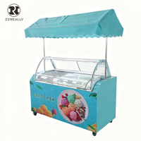 Chariot de vente ambulante pour glaces et sorbets 2026, vitrine pour glaces, tricycle, vente en gros