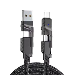 สายชาร์จ <span class=keywords><strong>USB</strong></span> แบบ4ใน1ดีไซน์<span class=keywords><strong>หัว</strong></span>คู่แบบถักทำจากไนลอนแบบกำหนดเองด้วย Type <span class=keywords><strong>C</strong></span> สำหรับอุปกรณ์หลายชนิด - Product Image 5