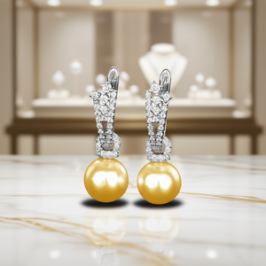 Boucles d'oreilles Tiffany & Co. en perles et diamants, or 18 carats, diamants naturels taille brillant ronde, couleur D, certifiés GIA, pour mariage, femme - Product Image 2
