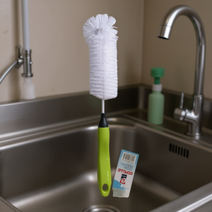 MNJ Kitchen Brush 01518 Green Handle With White Bristles For Cleaning Pipes And Tubes - Product Image 2