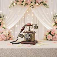 Téléphone filaire blanc antique avec cadran rotatif effet craquelé, livre d'or audio, messagerie vocale, mémoire 32 Go, idéal pour mariages et fêtes