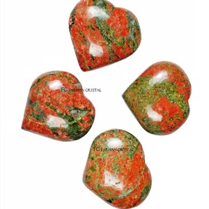 Venta al por mayor Unakite cuarzo cristal corazón gran amor estilo Natural hinchada piedra preciosa piedra semipreciosa artesanía para la decoración del hogar - Product Image 1