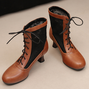 Botas de <span class=keywords><strong>Novia</strong></span> con Borlas, <span class=keywords><strong>Botines</strong></span> de Encaje con Cordones para Otoño e Invierno, Tacón Alto, Plataforma Gruesa, Transpirables, Diseño Floral Personalizado - Product Image 6