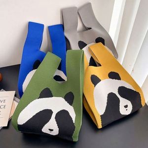 Cartoon Panda Pattern Crochet <b>Knitted</b> Handbag Mini Cute Gift <b>Bag</b> Fashion Ladies <b>Knitted</b> <b>Tote</b> <b>Bag</b> - Product Image 2