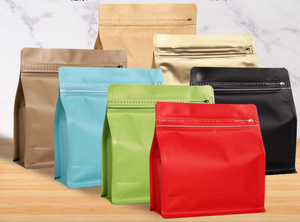 Sacs d'emballage en aluminium à fond plat carré, sachets pour grains de café, sacs à café avec valve, sacs à café à huit côtés avec valves - Product Image 4