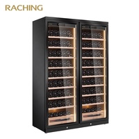 Armoire à cigares RACHING CD1200 à double porte, capacité de stockage de 1600 cigares et 130 bouteilles, humidité et température constantes, en acier inoxydable