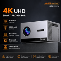 Projecteur 4K UHD véritable 3000 ANSI Lumens, résolution native 3840*2160p, projecteur Android 4K avec système d'exploitation Android 13 pour cinéma maison et usage éducatif