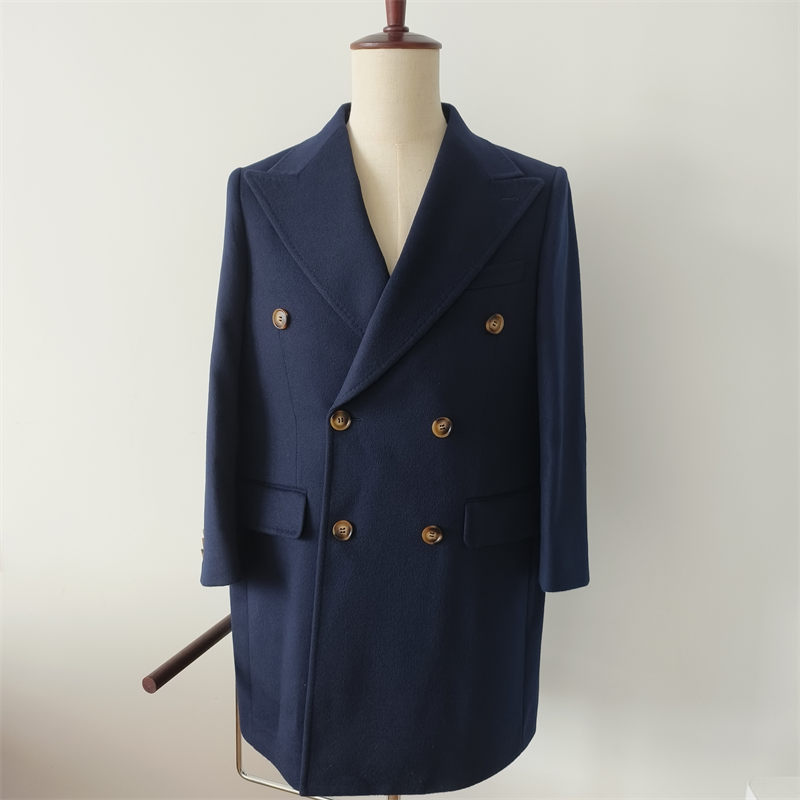 Custom Branded Wool Fabric Coat Designer Winter Men Clothing Thick Long Coat Wool Cashmere