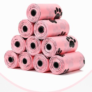 Sacs à déjections canines biodégradables en HDPE épais de couleur rose pour chiens avec distributeur, style tendance - Product Image 2