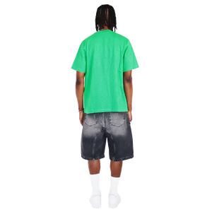Bouton personnalisé étiquette en <span class=keywords><strong>cuir</strong></span> avant dos broderie Denim Shorts garçons couper et coudre lavé gris Jorts 2025 été - Product Image 6