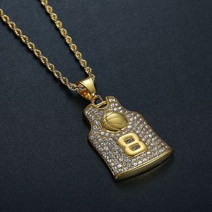 yunnique Stainless Steel Gold Plated Rhinestone Basketball Jersey Pendant Number 8 Unisex Necklace Gift - Product Image 4