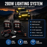 Feux LED 280W à montage sur capot, lampe de conduite latérale bicolore blanc ambre, kit de feux de travail auxiliaires tout-terrain pour camion et SUV
