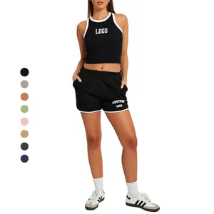 2024 AX Custom Cropped Tank Top Women's High Waist Slim Inside T-shirt Women's Elastic Short Sleeveless Bottom Shirt Girl