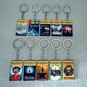 سلسلة مفاتيح موسيقية واسعة عصرية من سبائك الزنك بتخفيضات كبيرة ، حلقة مفاتيح من Playbill للنساء والرجال والفتيان والفتيات ، سلسلة مفاتيح هدايا للسيارة - Product Image 2