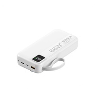 Nouvelle conception de batterie externe portable PD20W, grande capacité 10000mah 30000mah, câbles intégrés, batteries externes pour téléphone