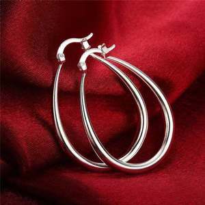 Orecchini a Cerchio a Goccia Lisci Minimalisti Lucidi da Donna per Uso Quotidiano - Product Image 1