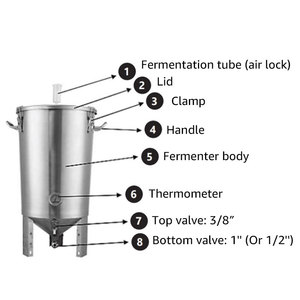 Fermenteur conique en acier inoxydable 304, 30L, 60L, avec refroidisseur pour la fabrication de vin et de bière artisanale - Product Image 3