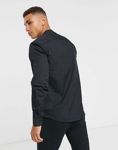 2021卸売男性長袖ボタン前立ておじいちゃんスタンドカラー湾曲裾ポプリンフォーマルシャツ - Product Image 3