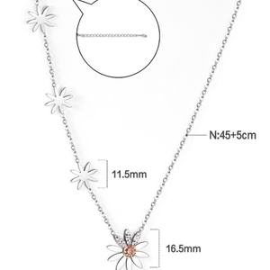 Conjunto de Joyería Económico con Anillo de Acero Inoxidable con Flores, Collar con Baño de Oro de 18K y Circonitas, Regalo Personalizado de Collar y Pulsera para Adolescentes - Product Image 6