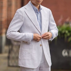MTM a medida hecho a mano personalizado formal <span class=keywords><strong>blanco</strong></span> de <span class=keywords><strong>lino</strong></span> para <span class=keywords><strong>Hombre</strong></span> Trajes - Product Image 3