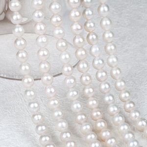 Colliers et boucles d'oreilles en perles d'eau douce blanches, approvisionnement direct du fabricant, presque baroques Edison, accessoires faits main DIY - Product Image 4