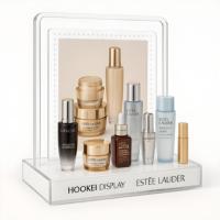 Hookei Tableau d'affichage de produits de soins de la peau de maquillage de bureau en acrylique personnalisé Présentoir de cosmétiques en acrylique en forme de L