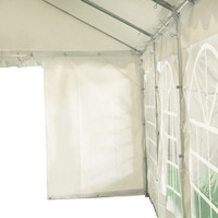 Tonnelle de jardin en PVC blanc avec barres de fixation au sol 20'x20', structure en acier, imperméable, résistante aux UV, ignifuge, pliable, simple