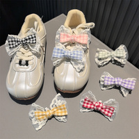 Breloques pour chaussures, nœuds en dentelle de ballet, perles, rubans à carreaux gingham, clips pour chaussures, accessoires de décoration DIY pour baskets et sabots