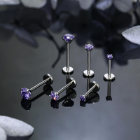 Clou d'oreille tendance en titane G23/ASTM F136 avec zircon, bijou de corps unisexe pour fêtes