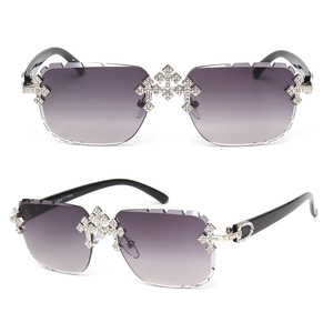 Kenbo 2025 New Arrival không có vành vuông Sunglasses Bling kim cương kim loại khung New phong cách thời trang dành cho nam giới và phụ nữ - Product Image 4