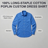 Chemise habillée en popeline de coton à fibres extra longues 100 % anti-rétrécissement pour homme, avec logo personnalisé, vente en gros, vierge
