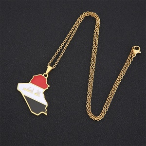 New Iraq Map <b>Necklace</b> <b>Men</b> Women Stainless Steel Map Pendant Enamel Gold Plating Customized National Map <b>Necklace</b> - Product Image 5