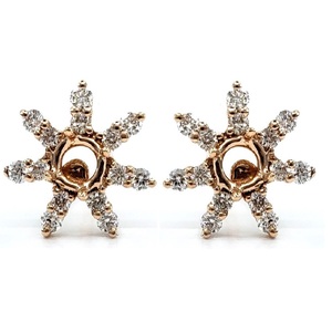 Hong Kong En Gros Court Délai D'exécution De Haute Qualité 18k Solide Or Rose Véritable Diamant Petit Causal Semi Mount Boucle D'oreille pour les Femmes - Product Image 1