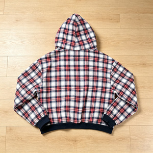 <span class=keywords><strong>Sweat</strong></span>-shirts à <span class=keywords><strong>capuche</strong></span> décontractés personnalisables avec logo, fermeture éclair réversible, motif à carreaux sur l'extérieur et un côté uni sans motif - Product Image 5