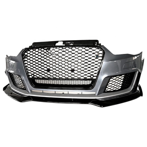 Pare-chocs avant style RS3 pour <span class=keywords><strong>Audi</strong></span> A3 S3 8V 2013-2016, kit de conversion de carrosserie avec calandre en nid d'abeille noir brillant - Product Image 2