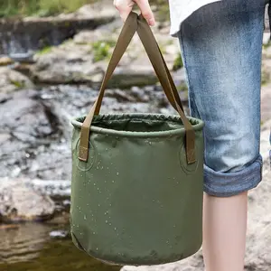 Outdoor Camping Foldable Round Bucket PVC Waterproof Multifunction Fishing Portable Bucket With Handle