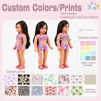Lot de 2 maillots de bain pour poupées de 18 pouces, imprimé tropical rose, avec détail nœud, pour les vacances d'été, vente en gros