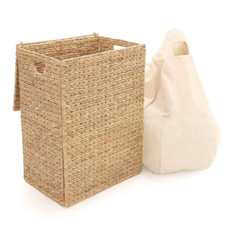 Folding hyacinth dirty storage hamper wicker laundry basket for clothes