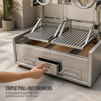 Gril à charbon de bois commercial en acier inoxydable avec levage manuel par volant, pour rôtir les steaks et la viande en restaurant – Fournisseur d'usine