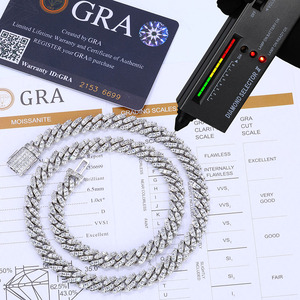 XIYUN <span class=keywords><strong>Cadena</strong></span> Cubana de Alta Calidad Estilo Hip Hop, 8mm de Ancho, Plata de Ley 925 con Moissanita Certificada IGI, Joyería de Lujo - Product Image 1